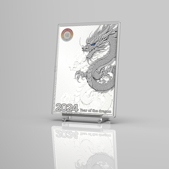 청룡의 기운으로 행운과 복을 부르는/ 커스텀 은999 기념품/ 푸른 용의 해 2024/ 기업 개인 주문 제작 가능/ A5 사이즈 / 대형 사이즈