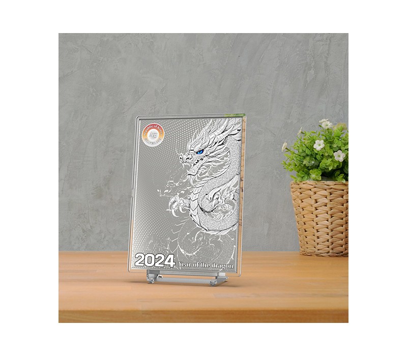 청룡의 기운으로 행운과 복을 부르는/ 커스텀 은999 기념품/ 푸른 용의 해 2024/ 기업 개인 주문 제작 가능/ A5 사이즈 / 대형 사이즈