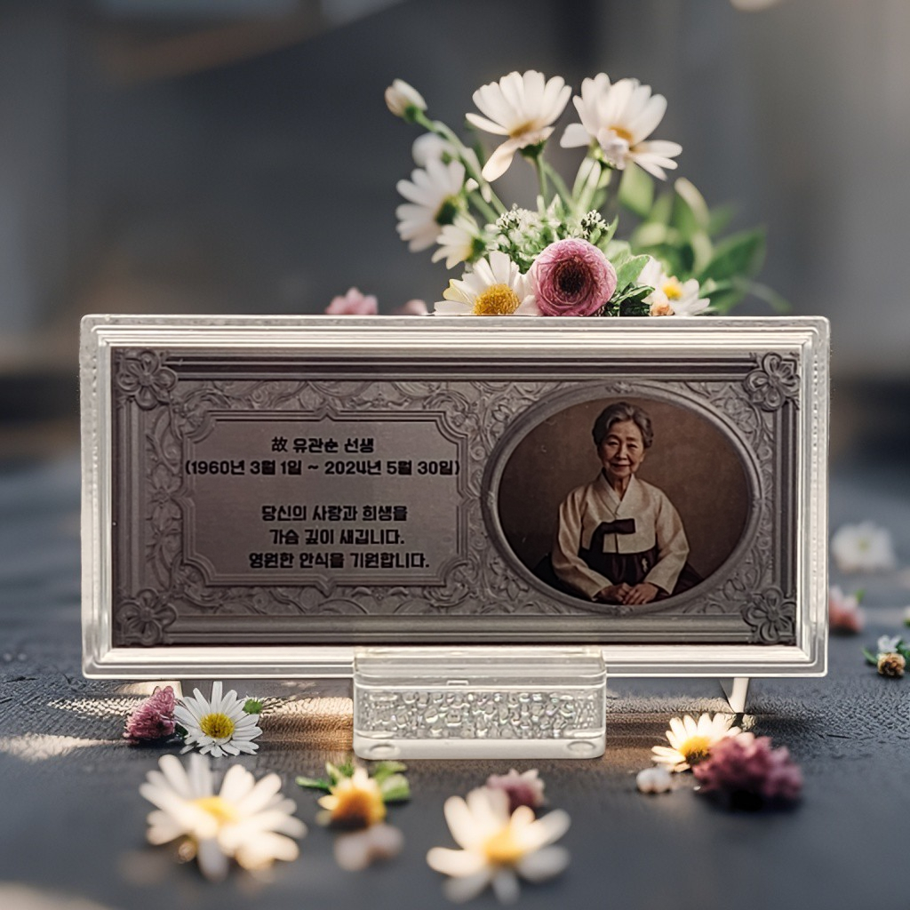 납골당 추모 위패, 순은(SILVER)99.99% , 부모님 영정 액자, 봉안당 위패(주문제작)