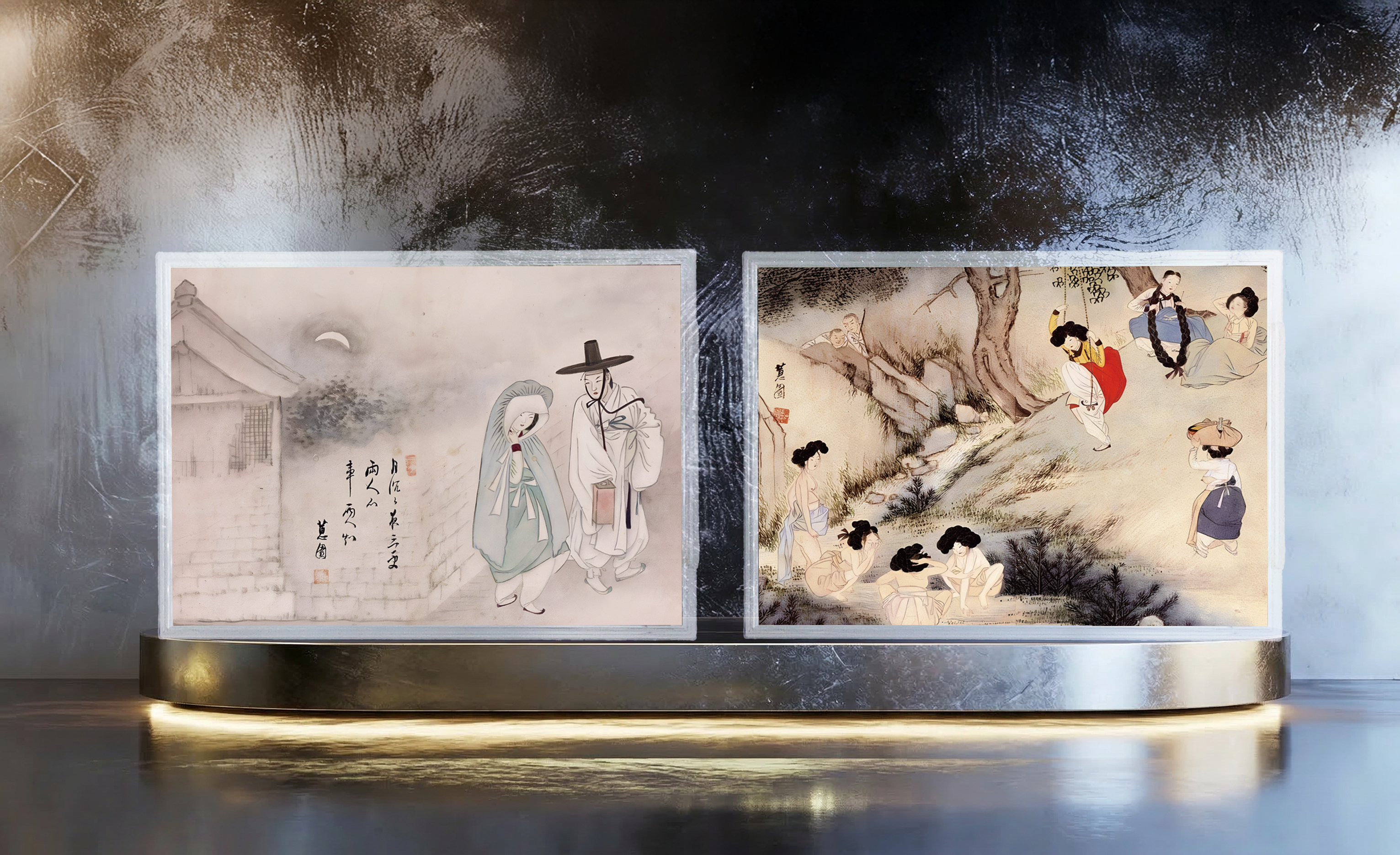 new 신윤복의 대표 풍속화 월하정인 ' 단오풍정 아트 실버