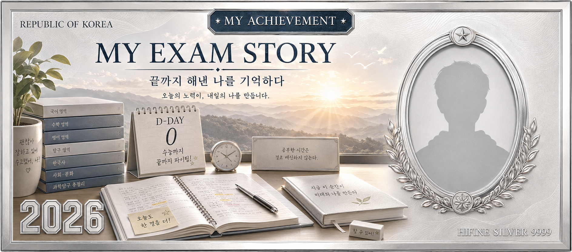 만점기원- 수능 응원 커스텀 아트 실버(순은 99.99%, 10g)