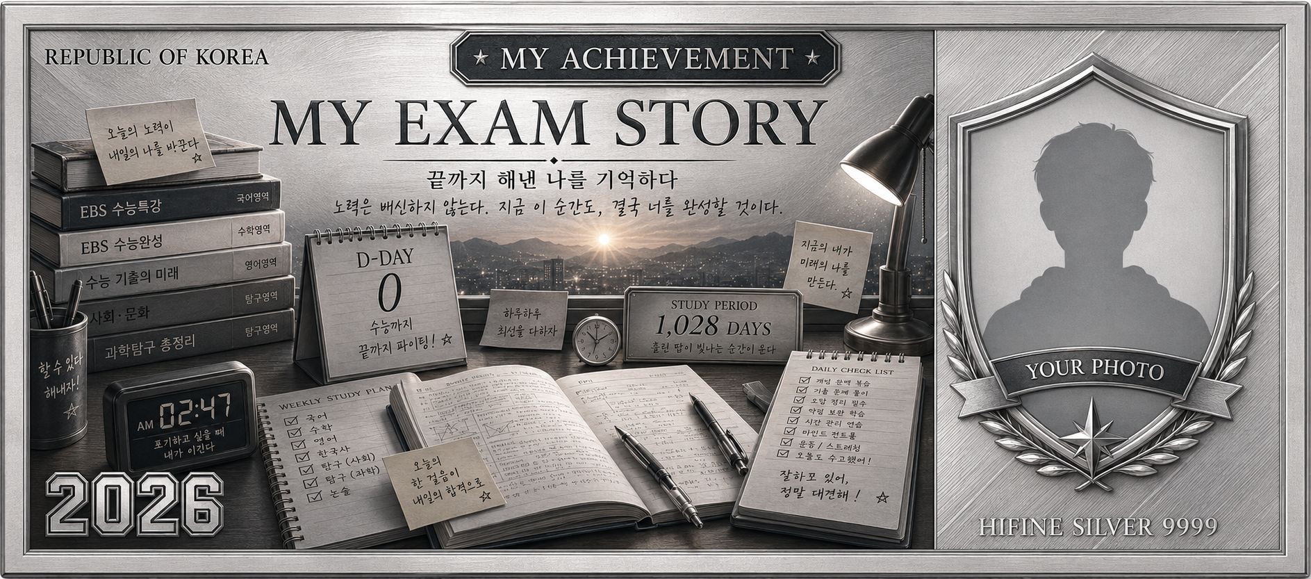 만점기원- 수능 응원 커스텀 아트 실버(순은 99.99%, 10g)