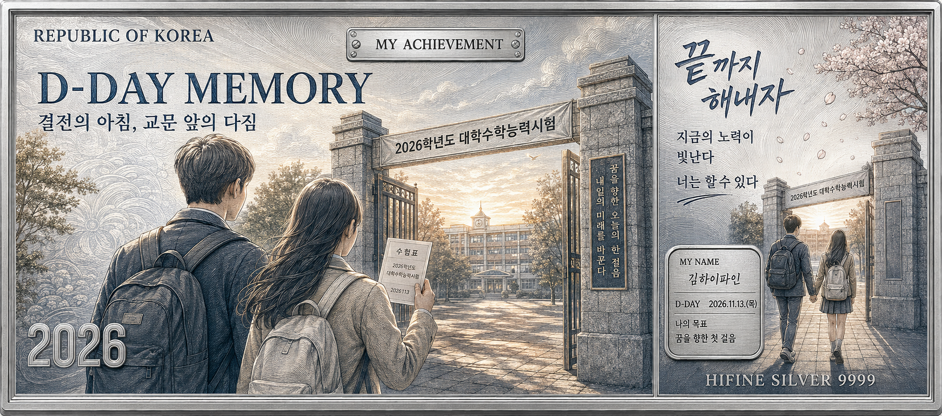 만점기원- 수능 응원 커스텀 아트 실버(순은 99.99%, 10g)